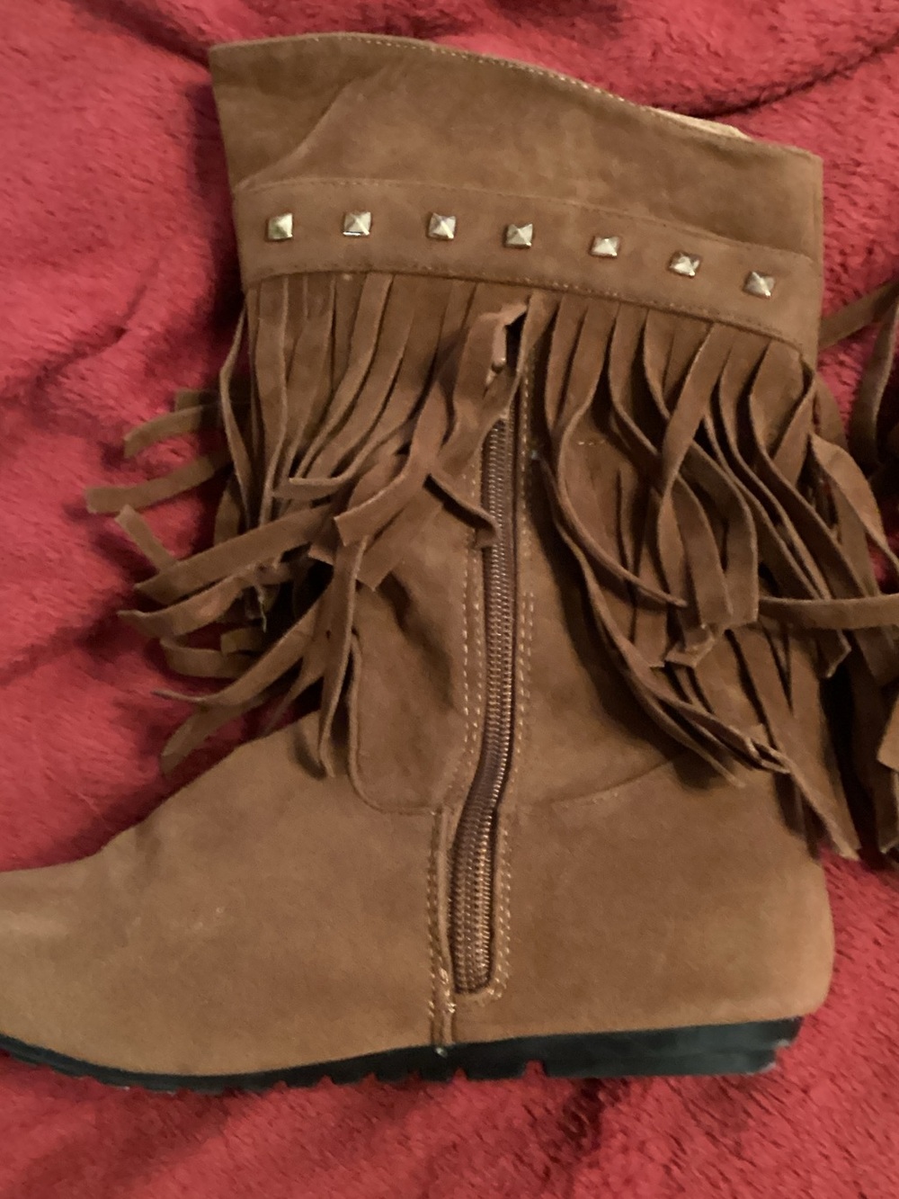Girls Boots Fringed and Studded. Worn once. Size 1 - Picture 4 of 4